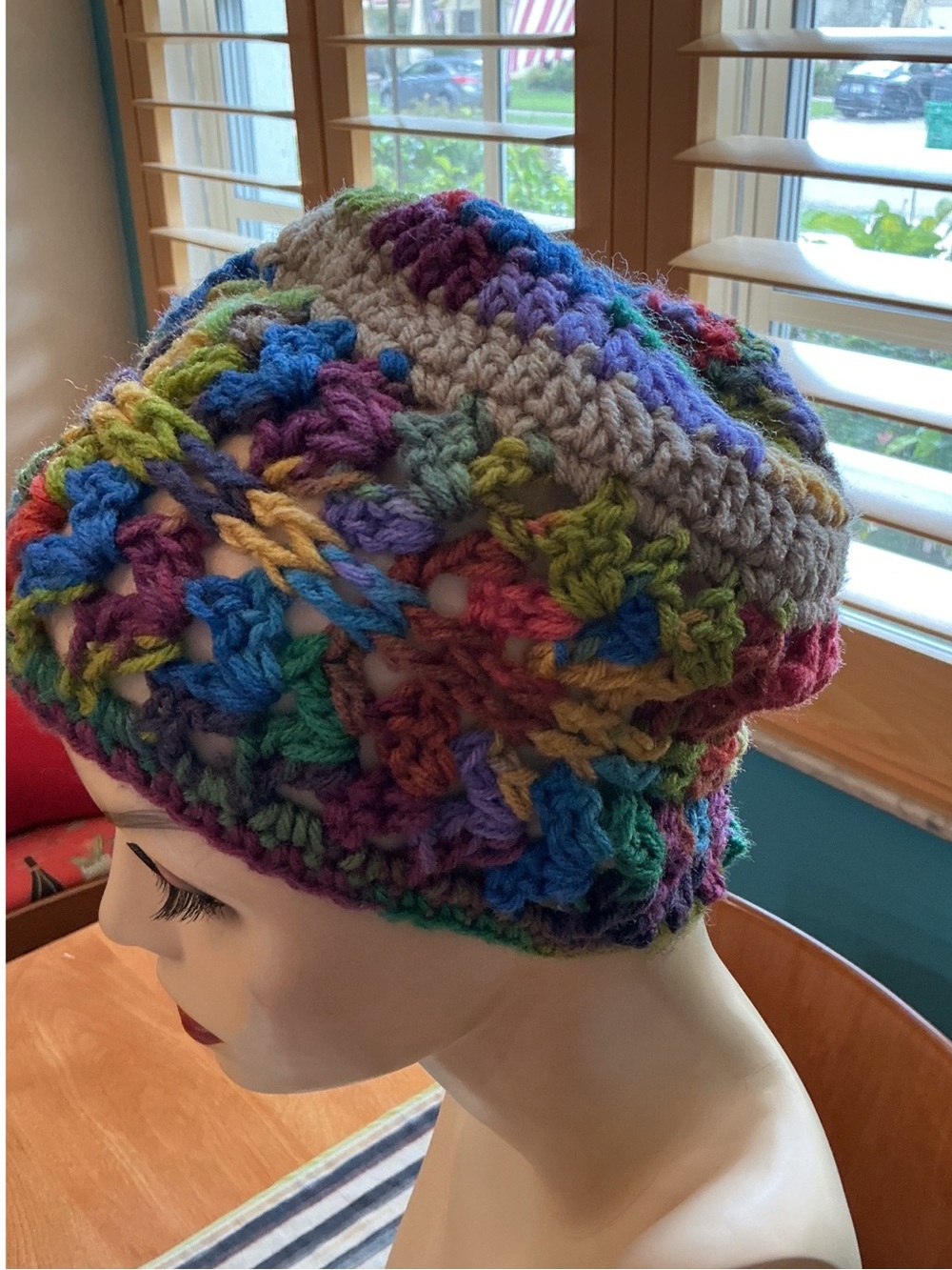Handmade Multicolor Crochet Slouchy Beanie - Women Accessories